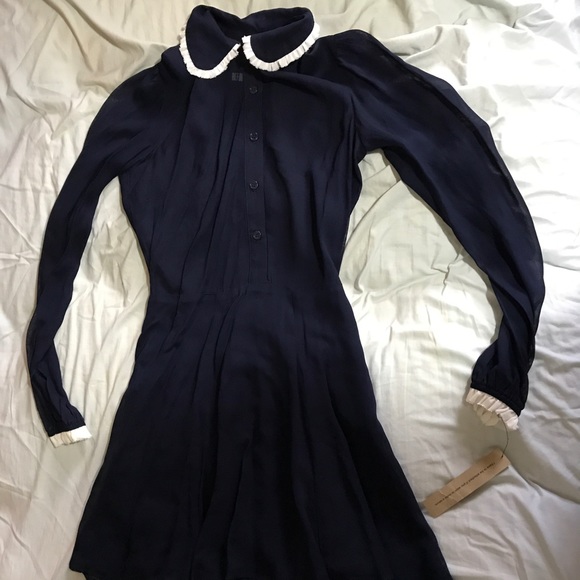 Reformation Dresses & Skirts - Reformation blue dress w white trim collar &cuffs